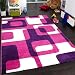 Designer Rug - Kids - Woven - Trendy Retro Style - Magenta Purple Cream, Size:60x100 cm
