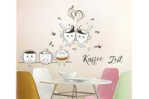 KAIRNE Kaffee Wandaufkleber,Wandtattoo Coffee Selbstklebend,DIY Wandsticker Küche,Kaffeebohnen Wandaufkleber,Braun Kaffeetasse Wandsticker Sprüche für Esszimmer Wohnzimmer Restaurant Cafés Wanddeko