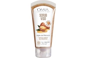 OMIA LABORATOIRES Omia, Exfoliante facial ecológico con aceite de argán de Marruecos, tratamiento exfoliante y nutritivo, para pieles normales y mixtas, sin silicona, dermatológicamente probado, botella de 75 ml
