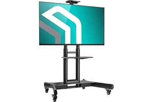 ONKRON Stojak pod telewizor na kółkach do telewizorów 40-70", do 45,5 kg, stojak na telewizor z regulacją wysokości, maks. VESA 600 x 400 – stojak pod telewizor z kółkami, czarny TS1551-B