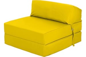 Ready Steady Bed Guest Foldable Z Bed Chair | Water Resistant Removeable Cover | Sleepover Sofa Futon Mattress | Bedroom Living Room Furniture | Soft, Lightweight & Comfy Ergonomically Design (Yellow)