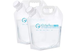 ELIFEACC 5L Collapsible Water Container Water Storage Bag 2 Packs, Indoor or Outdoor Camping Backpack Emergency