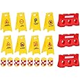 Alipis 19Pcs Traffic Road Signs Set, Mini Street Signs Traffic Warning Signs Roadblock Construction Signs Toys Traffic Sign Toys Early Learning Toys Gifts for Toddler Kids