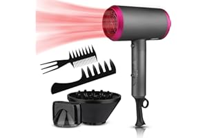 Secador pelo rizado, Sendowtek 1800W secador de cabello con Mango Plegable y Diseño de Tubo Interior 2 Velocidades 3 Temperaturas Tecnologia Ceramica y Ion Negativo para Cuidado del Cabello