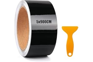 ELCM Carbon Fiber 6D Car Wrap Vinyl High Gloss DIY Waterproof Film (Gloss Black, 900 * 5cm)