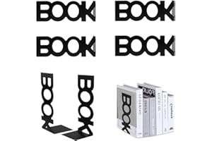 ‎GELANTY Buchstützen, 3 Paar Bücherhalter, Bookends Book Holder CD Kinder Metall 208 * 85 * 78 mm für Bücherregal, Küche, Büro, Schule, Bibliothek, Schwarz