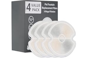 AIXMEET Filtro de Fuente para Gatos, Triple Filtración (4 Piezas) Adecuado para Fuente de Gato Colorida de 2L, Fuente de Mascota de Acero Inoxidable de 2.5L, carbón Activado filtros de Fuente
