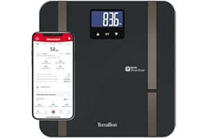 TERRAILLON - MASTER FIT ULTRA Balance connectée Wi-Fi, Fréquence cardiaque, Analyse des masses graisseuse, musculaire, hydrique, osseuse et viscérale, IMC, Apport calorique journalier