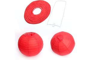 ‎FUNKEEN FullBerg 20er Rote Lampions Papier Laterne Ø 25cm 10" rund Ballform Lampenschirm für Hochtzeit Kirche Garten Party Dekoration Papierlaterner Papierlampen