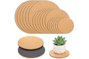 WUWEOT 18 Pack Cork Plant Coasters, 4/6/8 Inch Round Plant Mat Bulk, 0.2" Thick Soft Cork Trivet for Garden, Courtyard, Pot Mat, Indoor Outdoor and DIY Craft Project
