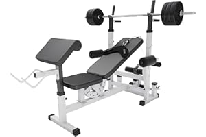 GORILLA SPORTS® Banc Musculation - Set Haltères 100kg, avec Support Barres d'Haltère, Butterfly - Banc d'Haltérophilie, Multifonction, Station, Gym