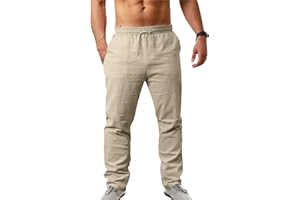 Cegerne Uomini Pantaloni di Lino Lunghi Pantaloni Medievali Leggeri Loose Fit Vacanza al Mare Tutti i Giorni