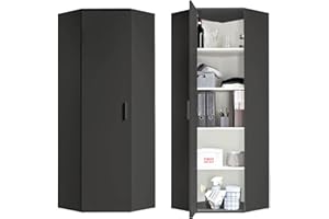 ‎MOKEBO mokebo® Eckschrank in Anthrazit-Schwarz aus Holz 'Der Lange', Aktenschrank & Mehrzweckschrank für Flur oder Büro in 64x180x64 cm (B/H/T), auch als Aktenschrank, Allzweckschrank oder Haushaltsschrank