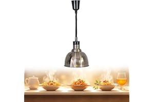 BOVDC Lampara de Calor Cocina, 250W Lampara Calienta Platos Altura Ajustable, 19 cm/25 cm Lamparas de Calor Hosteleria Cocina y Comedor Buffet (A-25cm,1 Pieza)