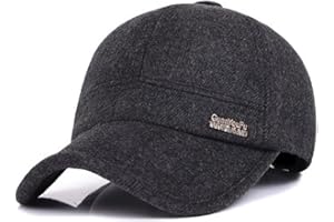 Decorative_ beauty Casquette de Baseball à Visière en Tweed de Laine et Laine d'hiver pour Hommes avec Cache-Oreilles Pliés et Boucle en Métal Plus Chaude
