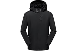 Ynport Crefreak Giacca Impermeabile da Uomo per Esterni Cappotto Antipioggia Leggero Giacca da Passeggio Antivento Giacca da Passeggio con Cappuccio per l'uso Quotidiano e All'aperto
