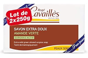 ROGÉ CAVAILLÈS Cavaillès Savon Surgras Extra Doux Amande Verte Lot de 2x250g - Peaux Délicates et Sensibles - Visage et Corps, Bain et Douche - Usage Quotidien