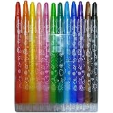 &Ccedil;evirmeli 12 li Mum Boya Uzun 1 Paket Mikro 12 Renk &Ccedil;evirmeli Mum Boya Pastel Silinebilir Mum Boya Tam Boy