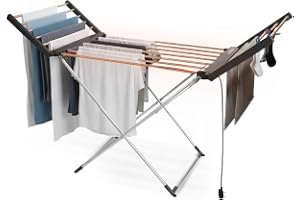 Wintem Magic Dry XL elektrisk hopfällbar torkställning i aluminium med 2 uppvärmningshyllor, platsbesparande torkställ för he