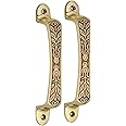 Chitra Brass Carving Series Door/Cabinet/Drawer Handles Pack of 2 (Matt Brush Golden Copper, 6 Inch)