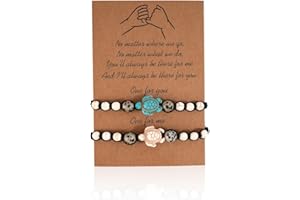 BCHKO 2 Stück Versprechen Freundschaft handgemachte Bedeutung Distanz Match Armband Geschenk für beste Freundin Paar Liebhaber Mädchen, verstellbares Seilarmband mit 1 Wunschkarte (Schildkröte)