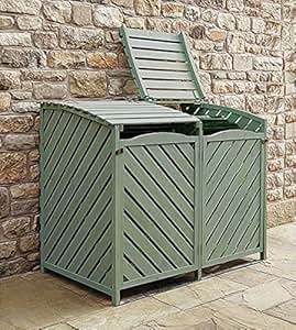 sage green double wheelie bin storage: amazon.co.uk