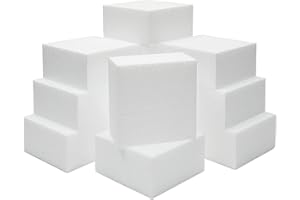 DecoPorex Lot de 12 blocs de mousse pour travaux manuels - 10 cm x 10 cm x 5 cm, blanc, 10x10x5cm