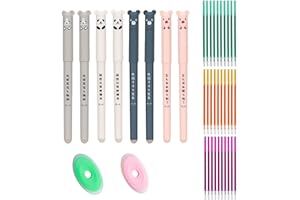 ‎YHUIKXIN YHUIKXIN Radierbarer Kugelschreiber, 8 Stück Farbe Tintenroller Radierbar 0.35mm Cartoon Löschbarer Stift mit 30 Nachfüllungen und 2 Radiergummis Gelstiften für Kinder Studenten Schule Büro
