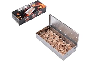 STOUCLA Affumicatore Acciaio Inox Barbecue, BBQ Aroma Box, Scatola per affumicatura per barbecue a gas,per affumicatori, barbecue a carbonella e a gas Smoker Box