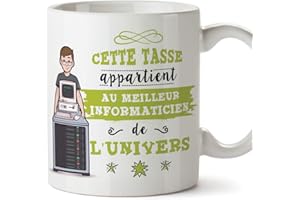 Mugffins Informaticien Tasses Originales de café et Petit-déjeuner à Donner Travailleurs Professionnels - Cette Tasse Appartient au Meilleur Informaticien de l'univers - Céramique 350 ML