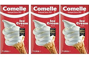 Comelle Ice Cream Mix Vanilla Soft Serve | Instant Ready to Freeze | UHT | Long Life Dairy Skimmed Milk | Sundea Mousse Dessert Shake | (With Greetings from Lucky Boy (3 Pack, 3000, millilitre)