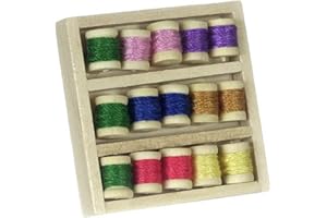 MELODY JANE Dolls House Miniature Haberdashery Sewing Room Accessory Box of Cotton Reels