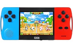 QINGSHE 3.2" Large Screen Rechargeable Portable Handheld Games for Kids Ages 4-10, Preloaded 138 Classic Mini Games ,Arcade Electronic Toy Support TV Output Birthday Xmas Present for Boys Girls (Blue+Red)