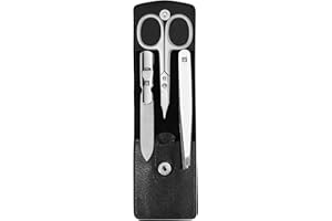 ZWILLING Set manicure (3 pezzi, set pedicure per la cura delle unghie e delle cuticole, in pelle, con forbici per unghie), acciaio inox lucido, nero