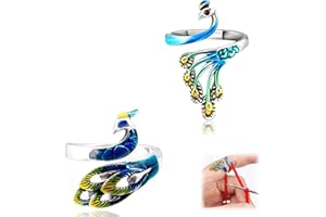 BVSRCP 2 Stück Häkel Zubehör, Strickschlaufe Häkelring Geflochtene Strickgarnhalter Pfauenförmiges Verstellbares, Knit Loops Fingerhut,Strickzubehör Für DIY Strickhandwerk