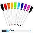 Whiteboard Markers/Pen with Eraser Set, 9 Color /10 Piecs, Fine Tip Colour, Low Odor Dry Erase Ink Markers Erasable for Home, School and Office Uses