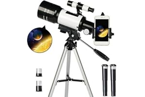TUOKE Telescope for Astronomy Adult Kids Beginners, 150X Astronomical Refractor Telescope, 300X70mm Telescop with Tripod Smartphone Adapter