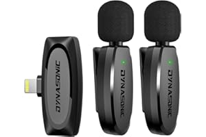 DYNASONIC DM-Pro 01 Pack (2a Generazione) Microfono Professionale Senza Fili per iPhone. Lavalier Microfono Mobile (2,4GHz) per Facebook, Tiktok, Video, Vlog, Youtube