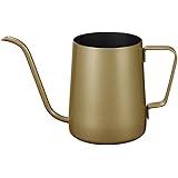 Long Narrow Spout Coffee Pot (12 Oz) Small Fine Stainless Pour Over Drip Coffee Pot Gooseneck Tea Kettle (Gold, 350ML)