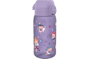 Ion8 Gourde Enfant, 350ml, Anti-Fuite, Facile à Ouvrir, Verrouillage Sécurisé, Lavable en Lave-Vaisselle, Sans BPA, Poignée de Transport, Facile à Nettoyer, Carbone Neutre, Fées