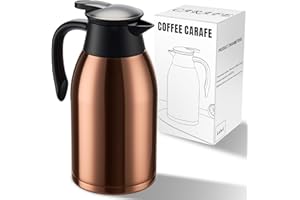 PARACITY 2L/70 OZ Thermal Coffee Carafe Stainless Steel, Carafes for Keeping Hot, Double Walled Vacuum Insulated Um for Coffee & Tea, Home & Office (Gold Brown)