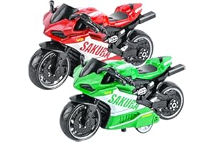 WFKKMEQ Motorcycle Toys, Highly Simulation Motorbike Model Toy, Alloy Motorcycle Model Pull-Back Vehicle Toy, Kids Motorbike Toys for Boys and Girls - 2PCS