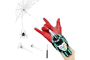 DOEDOEFONG Luminoso Spider Web Shooter, 3 m Spara Ragnatele Spiderman con Launcher Glove, Guanti da Lanciatore per Bambini,Web Launcher String Shooters Toy,Giocattolo di Ruolo,Ottimo Regalo per Cosplay