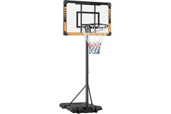 Yaheetech Basketställ basketkorg med hjul basketanläggning för inomhus eller utomhus höjdjusterbar korgställning stativ kan fyllas med vatten eller