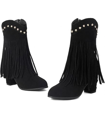 Stivaletti Da Donna Alti Invernali Con Tacco, Lacci E Punta Rotonda - Stile Gotico Equitazione - Colore Nero - 4