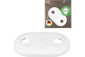 FUX 5 Stück Bio Doppelrosetten 16mm - 22mm, Heizungsrohr Rosette für variable Rohrabstände, Abdeckung, Verkleidung, weißes biobasiertes Polyethylen (16mm)