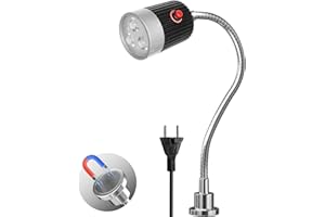 Klarlight 5W Lampe de Machine Magnétique, Lampe de Travail LED Magnétique avec Col de Cygne Flexible et Socle Magnétique Puissant, Blanc Froid 6000K pour Machine à Coudre, Gril, Atelier