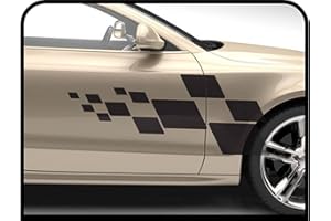 GRAFIC Drapeau à Damier Racing Sticker Kit Drapeau à damiers décoration Autocollants de Voiture de côté carrés (Noir)