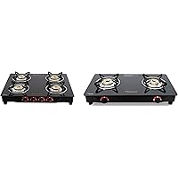 Butterfly Smart Glass 2 Burner Gas Stove, Black + Butterfly Smart Glass 4 Burner Gas Stove, Black