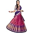 ZITON Women's Indian Traditional Kanjivaram Silk Pure Weaving Lehenga Choli Along With Dupatta And Blouse Piece, Half Saree (Unstitched)